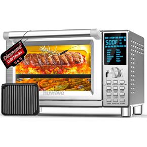 Nuwave Bravo Pro Smart Toaster Oven Countertop, PFAS Free, True Air Fryer Combo w/Improved 100% Convection, 35% Crispier, 112 Presets, Customizable Pizza Zones, Integrated Probe, 30QT, Stainless Steel in Kuwait