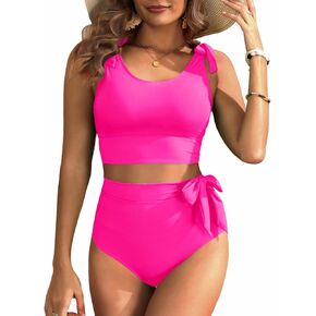 Two Piece High Waisted Swimsuits - Women Tummy Control Bikini Modest Bathing Suit 2PC 2025