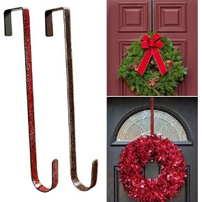 2 Pack Candy Cane Snowman Wreath Hangers for Front Door,Christmas Decoration Metal Over The Door Single Wreath Hook Ornament Door Wreath Hanger,Door Hanger for