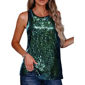 Zeagoo Women's Sleeveless Sparkle Shimmer Camisole Vest Glitter Sequin Tank Tops