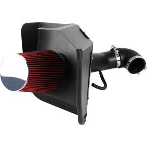 3.5 Inch Cold Air Intake Filter Kit & Heat Shield for Silverado 1500 2014-2018; Sierra 1500 14-18; for Cadillac Escalade Suburban Yukon Tahoe 15-20 5.3L 6.2L V8 (Black Tube & Red Filter)