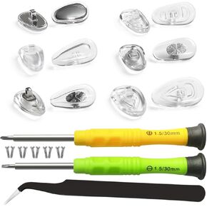 PTSLKHN Screw-in Eyeglass Nose Pads, Glasses Nose Pads Replacement Kit, 12 Pairs of Soft Silicone Nose Pads for Eye Glasses, Sunglasses and Presbyopes