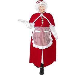 Mrs Claus Costume Adult Women 8PCS Miss Santa Clause Dress Deluxe Velvet Christmas Suit Plus Size Xmas Outfit Set
