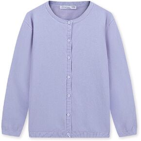 سترة CUNYI للفتيات خفيفة الوزن ذات رقبة مستديرة وأزرار علوية من القطن المحبوك سترة كاجوال لطيفة in Kuwait