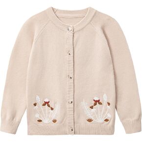 Zando Girls Cardigan Sweater Cotton Girls Long Sleeve Sweater Crewneck Button Up Knit Sweaters for Girls 4-12 Years