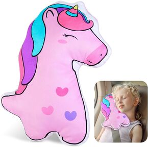 FIODAY Seat Belt Cushion for Kids Unicorn Seatbelt Pillow Soft Car Seat Belt Cover Toddler Travel Seat Strap Pad Neck Support Headrest for Girls Boys