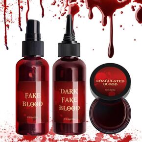Halloween Fake Blood Makeup, Fake Blood Spray 2.03oz + Dripping Blood 2.03oz, Washable Realistic Fake Blood for Clothes, Sfx Special Effects Makeup Kit for Vampire Monster Zombie Cosplay (Red) in Saudi Arabia