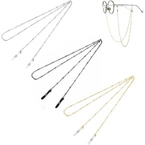 3 Pcs Eyeglass Chain for Women, Hypoallergenic Around Neck Eye Glasses Holders, Shiny Neck Strap Holder Decoration