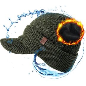 TOP-EX L/XL/XXL 50% Merino Wool Waterproof All Weather Brim Beanie Fleece Lined Unisex