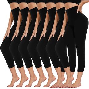 we fleece 7 Pack Leggings for Women Non See Through-Workout High Waisted Tummy Control Tights Yoga Pants
