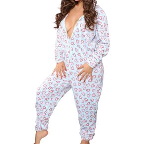 KMBANGI Christmas One Piece for Women Fleece Hooded Jumpsuit Zipper Romper Sexy One Piece Pajama Funny Holiday Sleepwear