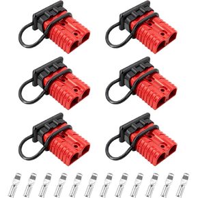 6 Pcs 175A 1/0AWG Battery Quick Connect Disconnect Set 600V Red Housing 2 Way Battery Power Cable Connector with Black Dustproof Cover for Motor Winch Trailer Car Trailer Driver Electrical