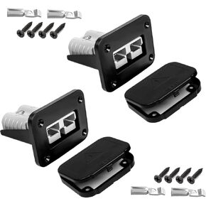 50A Plug Mounting Panel for Anderson SB50 Series Connectors with Dust Cover, 2Pcs Flush Mount Recessed Plate Socket Panel 12-24V DC, 50Amp Battery Quick Connect/Disconnect Mounting Panel