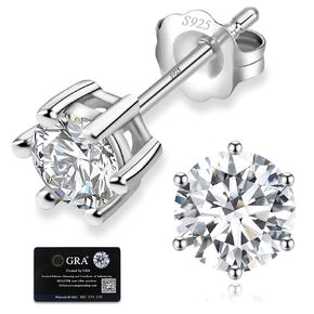 S925 Sterling Silver Moissanite Earrings for Women Second Hole Earrings Hypoallergenic Small Cartilage Stud Earring Lab Created Diamond 0.3CT Moissanite Jewelry for Men as Birthday Gifts