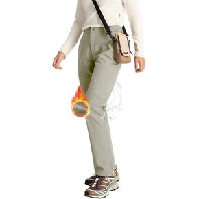 Women's Fleece Lined Winter Hiking Pants Waterproof Softshell Slim with Pockets Outdoor Hunting