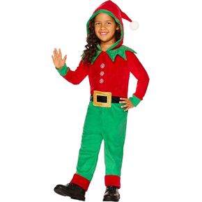 Toddler Elf Hooded Jumpsuit Costume | Features an Attached Hood | Perfect for Christmas or Halloween