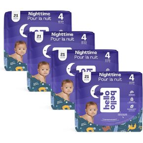 Hello Bello Premium Overnight Baby Diapers-Affordable Hypoallergenic and Eco-Friendly Extra Absorbent Diapers for Babies and Kids at Night-Size 5-Gender Neutral Design-72 Count (4 Packs of 18) in Kuwait
