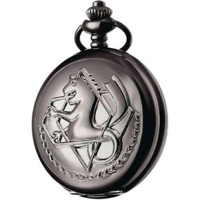 BOSHIYA Fullmetal Alchemist Pocket Watch with Chain Vintage Bronze Quartz Pocket Watch Cosplay Accessories Anime Merch Gift Box