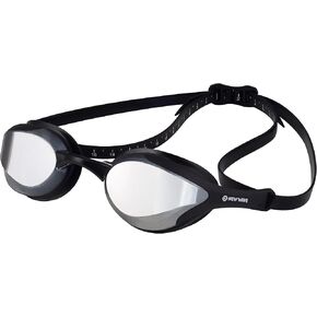 New Wave Swim Goggles with Protective Storage Case - Anti Fog Lenses, Four Nose Bridges for Triathlon & Open Water Swimming (Silver Rush = Mirror Lens in Black Frame)