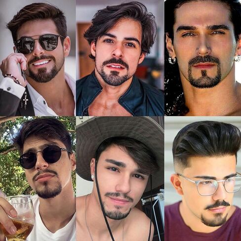 Fake Mustache Realistic Beard 100% Human Hair Full Hand Tied Facial Hair Black Goatee False Beards Lace Invisible Fake Mustache for Entertainment Drama Party Movie Makeup in Saudi Arabia