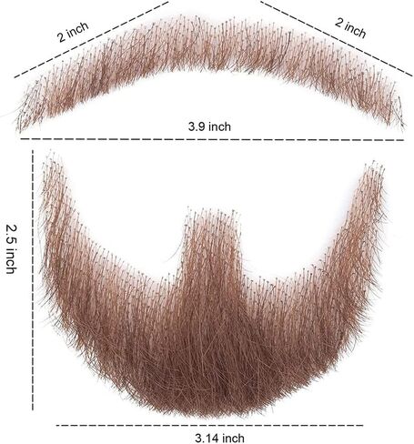 Fake Mustache Realistic Beard 100% Human Hair Full Hand Tied Facial Hair Black Goatee False Beards Lace Invisible Fake Mustache for Entertainment Drama Party Movie Makeup in Saudi Arabia