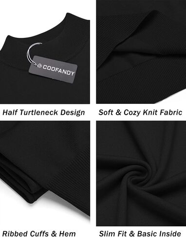 COOFANDY Mens Mock Turtleneck Sweater Short Sleeve Solid Color T-Shirts Basic Slim Fit Knitted Pullover Tees in Saudi Arabia