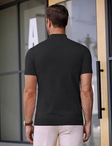 COOFANDY Mens Mock Turtleneck Sweater Short Sleeve Solid Color T-Shirts Basic Slim Fit Knitted Pullover Tees in Saudi Arabia