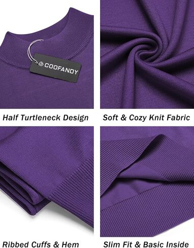COOFANDY Mens Mock Turtleneck Sweater Short Sleeve Solid Color T-Shirts Basic Slim Fit Knitted Pullover Tees in Saudi Arabia