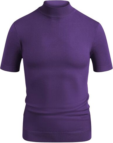 COOFANDY Mens Mock Turtleneck Sweater Short Sleeve Solid Color T-Shirts Basic Slim Fit Knitted Pullover Tees in Saudi Arabia