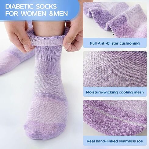 Bulinlulu Bamboo Viscose Diabetic Socks for Women&Men,6 Pairs Non Binding Diabetic Ankle Socks,Wide Socks Size 6-9 9-11 in Kuwait