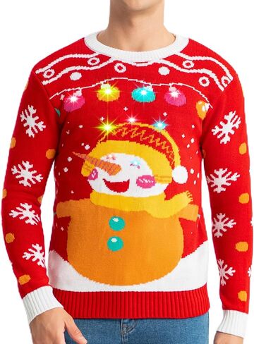 MGparty Ugly Christmas Sweater Men Women 2024 Light Up Christmas Sweater, Funny Cute Xmas Holiday Pullovers for Parties in Saudi Arabia