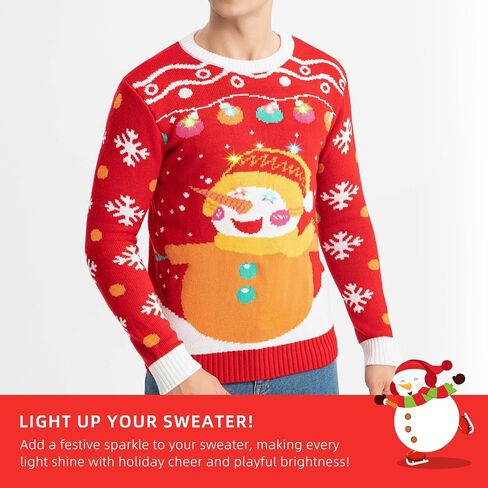 MGparty Ugly Christmas Sweater Men Women 2024 Light Up Christmas Sweater, Funny Cute Xmas Holiday Pullovers for Parties in Saudi Arabia