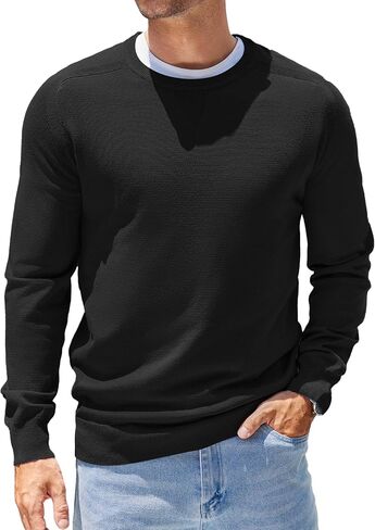 COOFANDY Mens Sweater Crewneck Pullover Long Sleeve Lightweight Sweater Plain Knit Silm Fit in Saudi Arabia