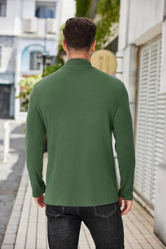 COOFANDY Men's Mock Turtleneck Sweater Long Sleeve Half Neck Pullover Thermal Casual Ribbed High Neck Pullover Sweater in Kuwait