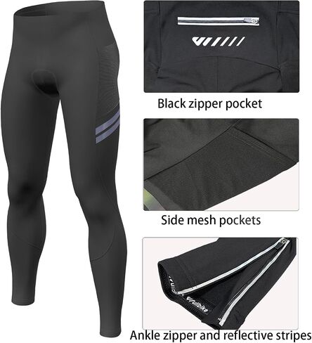 Men's Cycling Pants Padded Thermal Windproof Bike Bicycle Tight Trousers Pockets in Saudi Arabia