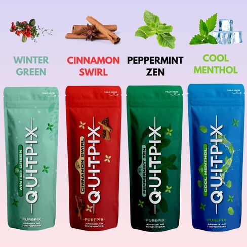 QuitPix Infused Premium Flavored Toothpicks - to Help Quit Smoking - Nicotine Free - Non-GMO, Kosher Vegan Cinnamon Swirl 40 Count Zip Pouch in Saudi Arabia
