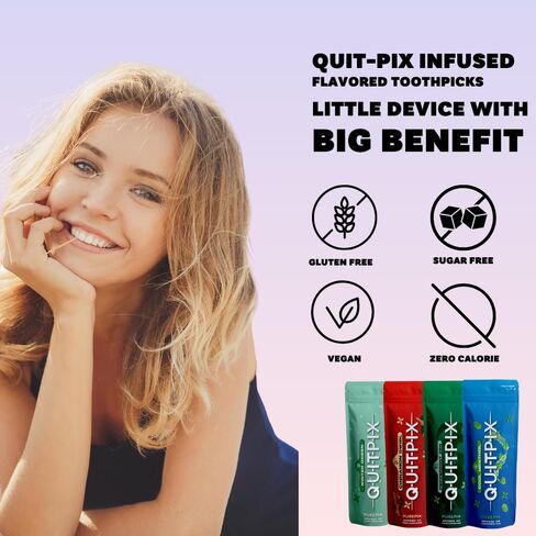 QuitPix Infused Premium Flavored Toothpicks - to Help Quit Smoking - Nicotine Free - Non-GMO, Kosher Vegan Cinnamon Swirl 40 Count Zip Pouch in Saudi Arabia