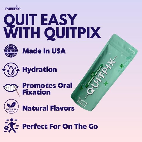 QuitPix Infused Premium Flavored Toothpicks - to Help Quit Smoking - Nicotine Free - Non-GMO, Kosher Vegan Cinnamon Swirl 40 Count Zip Pouch in Saudi Arabia