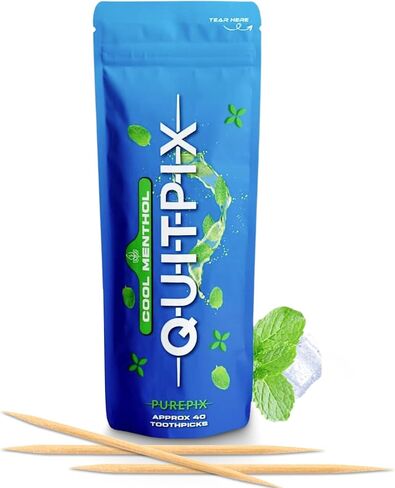 QuitPix Infused Premium Flavored Toothpicks - to Help Quit Smoking - Nicotine Free - Non-GMO, Kosher Vegan Cinnamon Swirl 40 Count Zip Pouch in Saudi Arabia