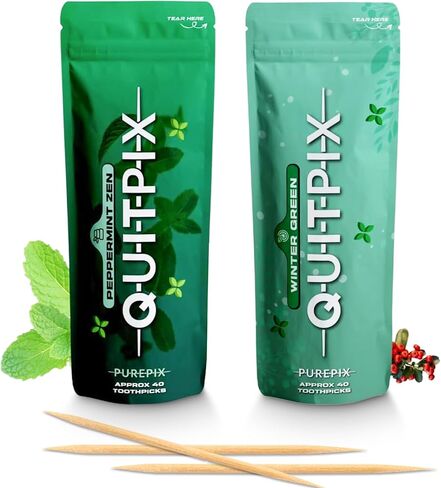 QuitPix Infused Premium Flavored Toothpicks - to Help Quit Smoking - Nicotine Free - Non-GMO, Kosher Vegan Cinnamon Swirl 40 Count Zip Pouch in Saudi Arabia
