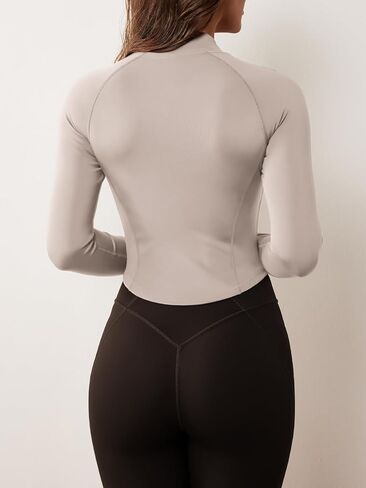 GYM RAINBOW Women's Zip Up Workout Jacket Lightweight Slim Fit Athletic Jacket Cropped Running Gym Tops with Thumb Holes in Kuwait