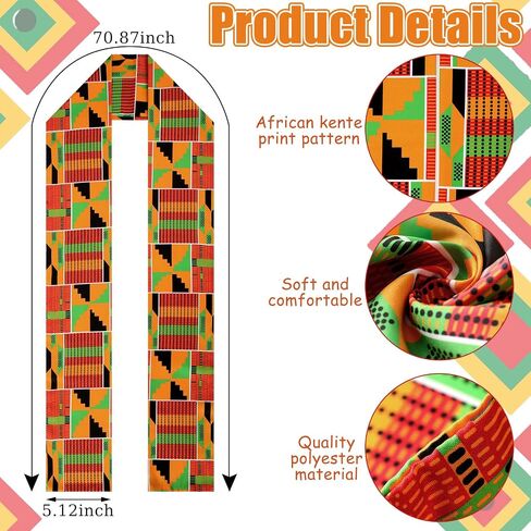 African Kente Stole African Print Sash African Kente Scarf Graduation Black History Kwanzaa Gifts for Adults in Saudi Arabia