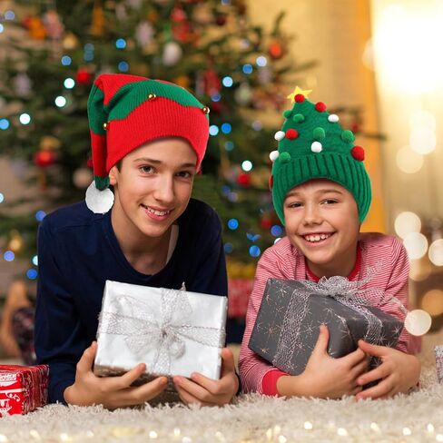3 PCS Christmas Knitted Santa Hats for Women Kids Girl, Family Funny Beanie Hats Crochet Xmas Party Skull Caps Warm in Saudi Arabia