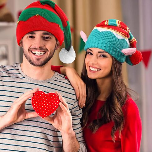 3 PCS Christmas Knitted Santa Hats for Women Kids Girl, Family Funny Beanie Hats Crochet Xmas Party Skull Caps Warm in Saudi Arabia