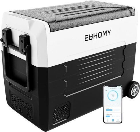 EUHOMY 12 Volt Refrigerator, 58QT(55L) 12V Fridge, Electric Cooler 12/24V DC 120-240V AC -4℉~68℉, 12V Freezer Removable Divider, Car Fridge For Camping, RV, Travel, Fishing, Outdoor in Saudi Arabia