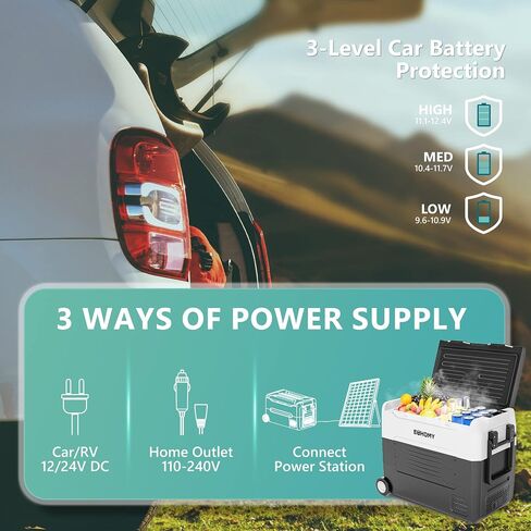EUHOMY 12 Volt Refrigerator, 58QT(55L) 12V Fridge, Electric Cooler 12/24V DC 120-240V AC -4℉~68℉, 12V Freezer Removable Divider, Car Fridge For Camping, RV, Travel, Fishing, Outdoor in Saudi Arabia