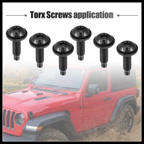 Hard Top Torx Screws Bolts for Jeep Wrangler 2007-2018 Extra Long Automotive Replacement Bolts Stainless Steel Black 6pcs Durable Material in Saudi Arabia