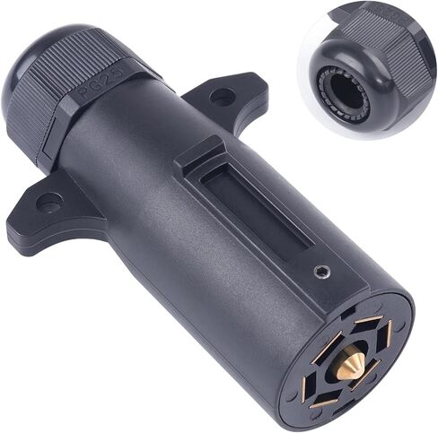 7 Pin Trailer Plug with Waterproof Seal Heavy Duty 7 Way Round RV-Style Trailer Connector 7 Point Trailer Wiring Replacement Plug Adapter in Kuwait
