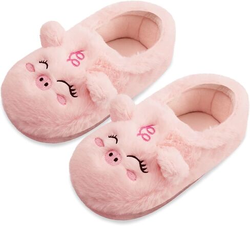 Toddler Kids Cute Animal House Slippers With Non-Slip Cartoon Cozy Memory Foam Home Fluffy Slippers Cute Fuzzy Warm Bedroom Shoes in Kuwait