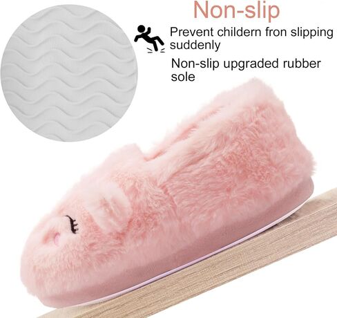 Toddler Kids Cute Animal House Slippers With Non-Slip Cartoon Cozy Memory Foam Home Fluffy Slippers Cute Fuzzy Warm Bedroom Shoes in Kuwait
